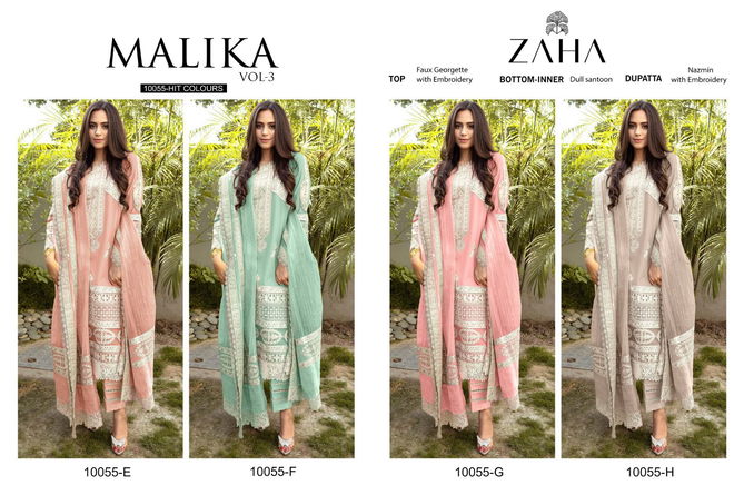 Zaha Malika Vol 3 Wholesale Georgette Pakistani suit Catalog